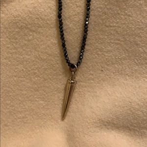 Spike beaded black and gold necklace
